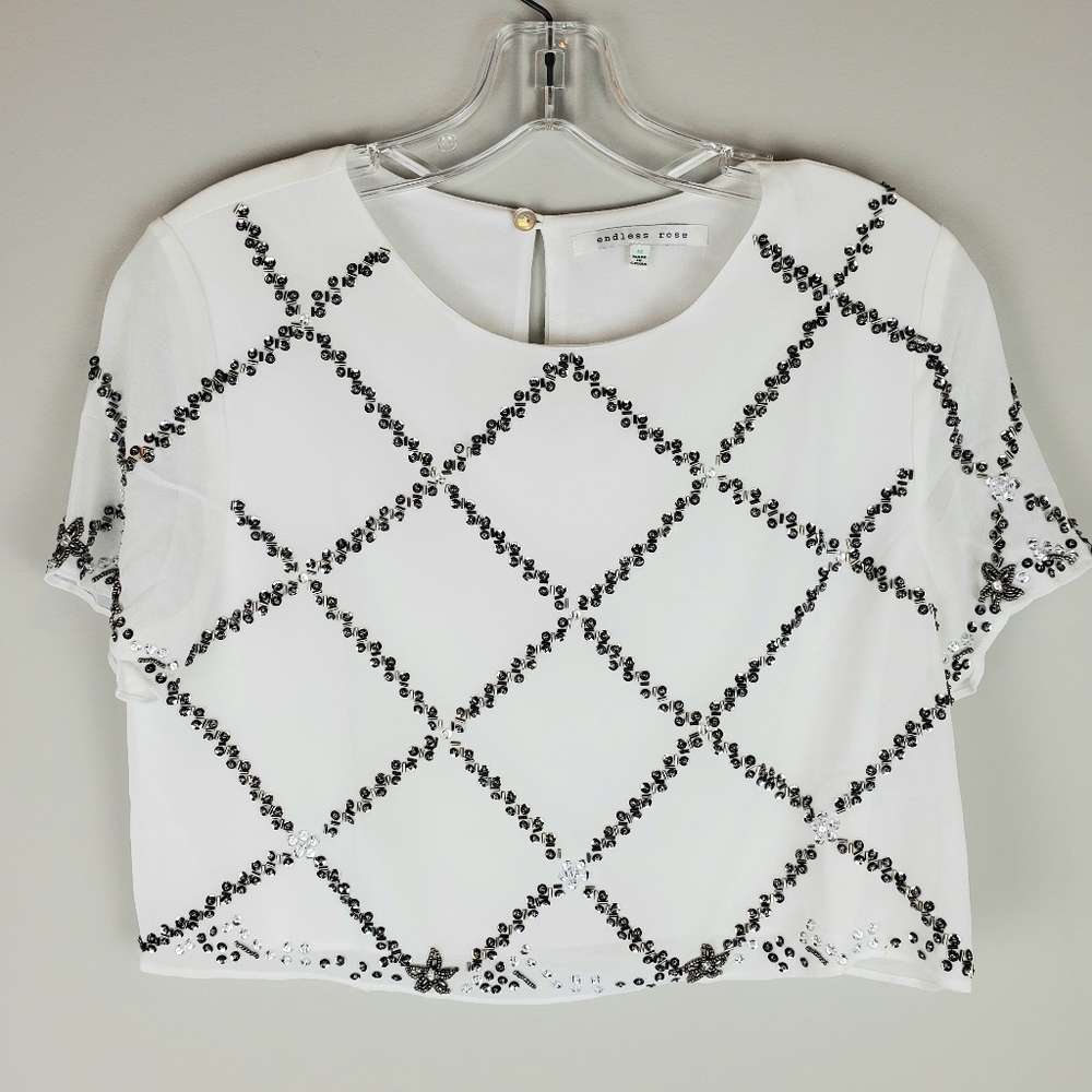 Endless Rose Cropped Sequin & Bead Top